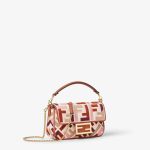 FENDI Baguette® Mini Canvas bag with multicolor FF embroidery - Image 3